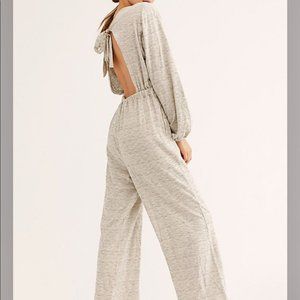 NWOT Free People This is Your Sunday Jumpsuit Beach Day Long Sleeve wide Leg